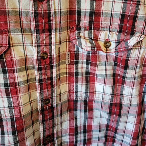 Carhartt Shirt Plaid Short Sleeves, L - Picture 3 of 10